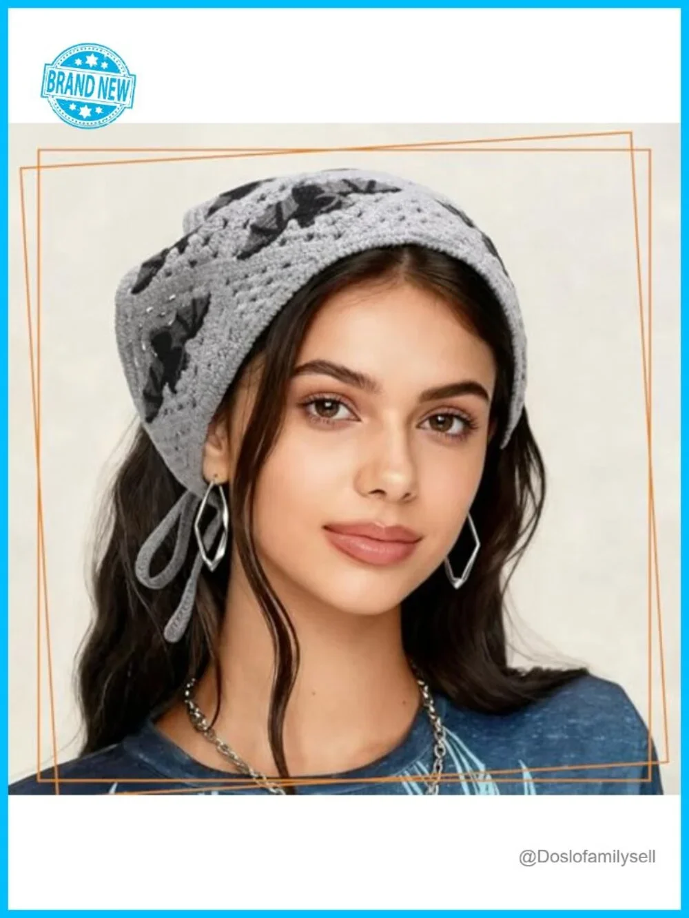 4 Pack Skull Bat Crochet Headband Gothic Triangle Hair Wrap Scarf Halloween